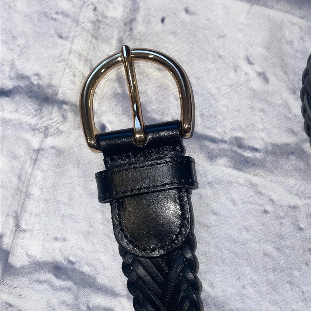 J. Crew Elegant Black Braided Belt with Gold Accent - Picture 3 of 4